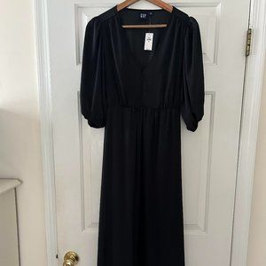 NWT GAP Black Blouson Cutout Maxi Dress